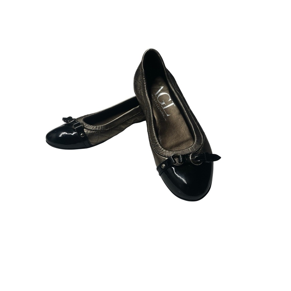 AGL Attilio Stitched Metallic Leather Cap Toe Ballet Flat 35 EU 4.5 US